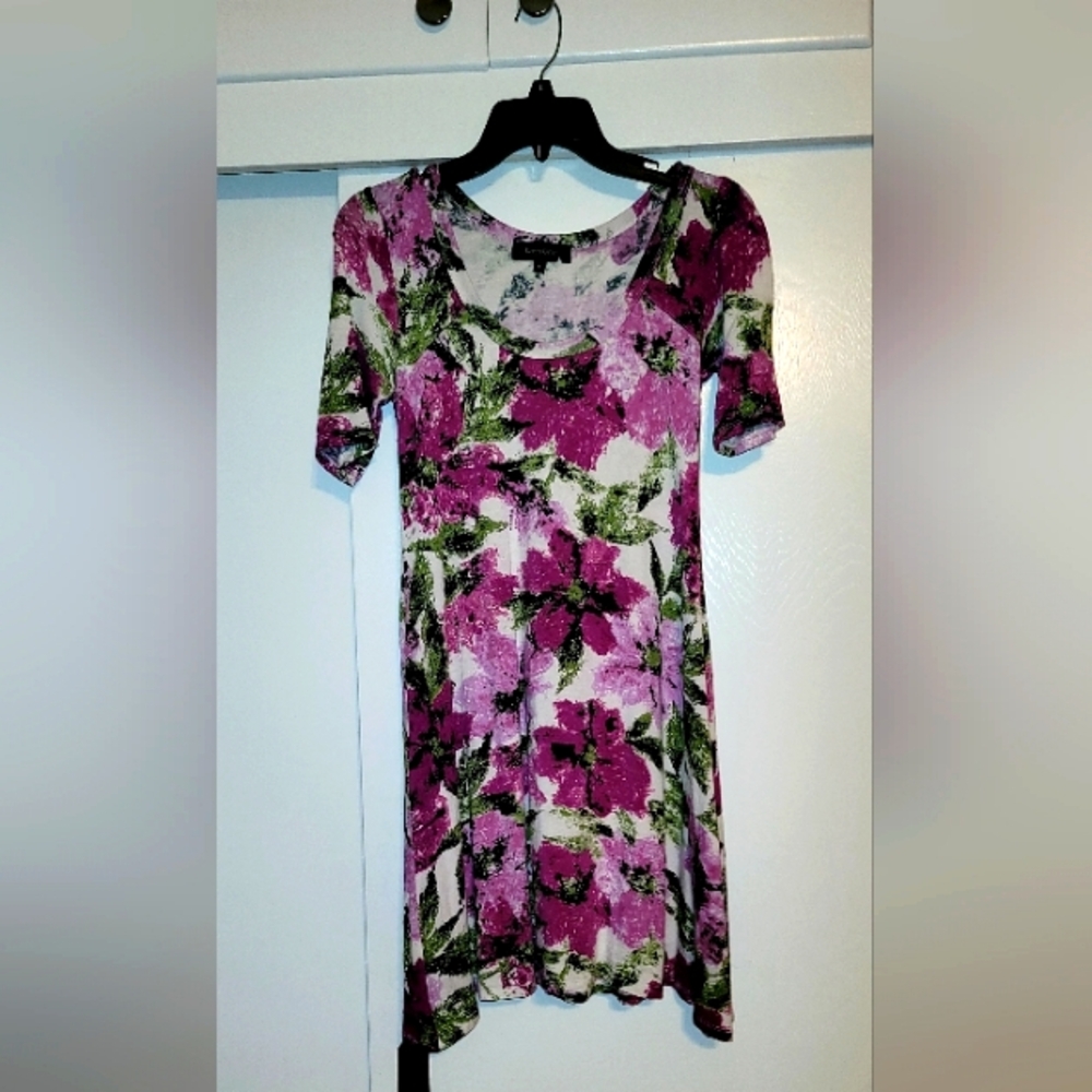 Floral Pink and Green Women's Dress